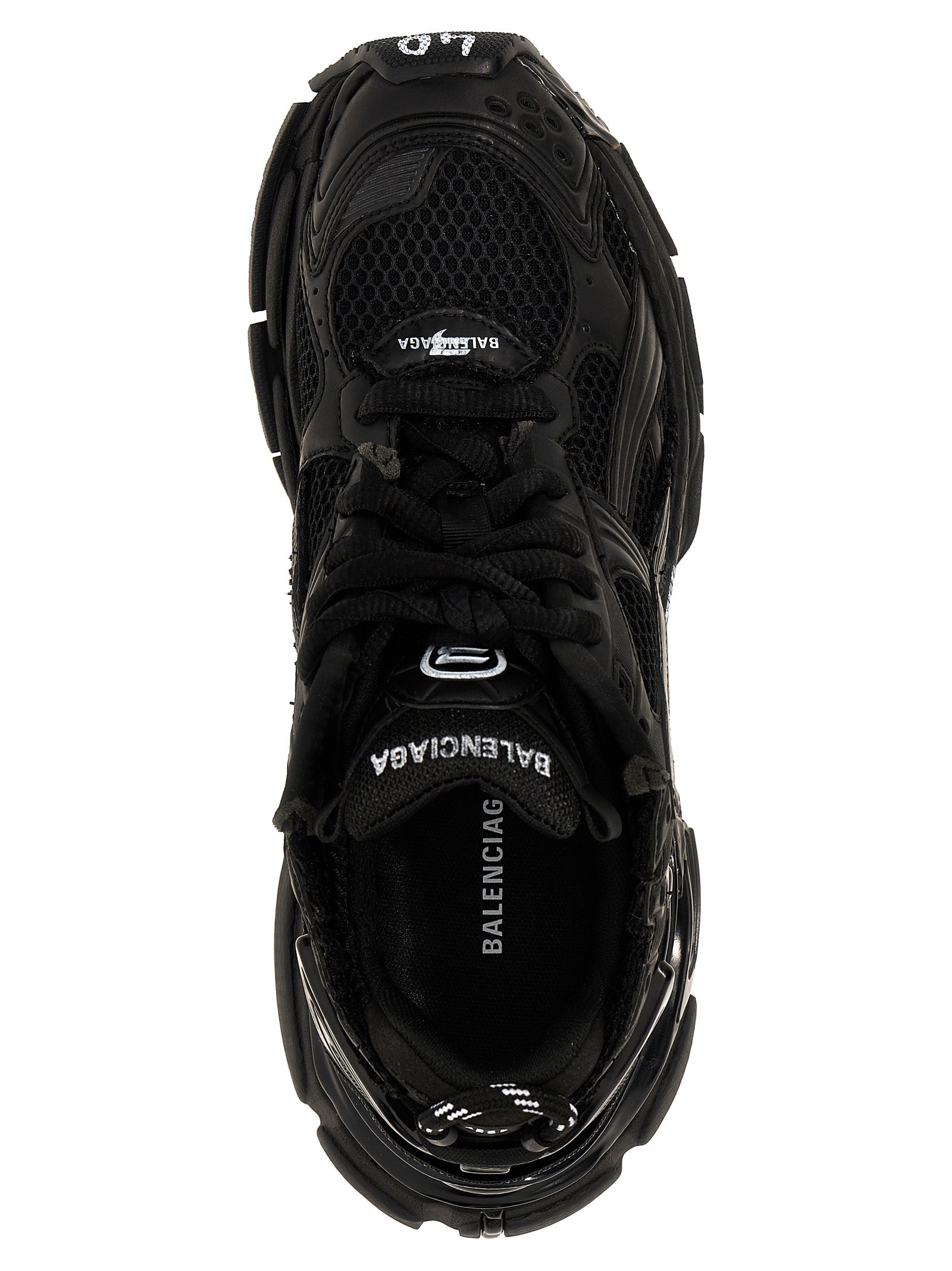 Black Polyester Athletic Sneakers