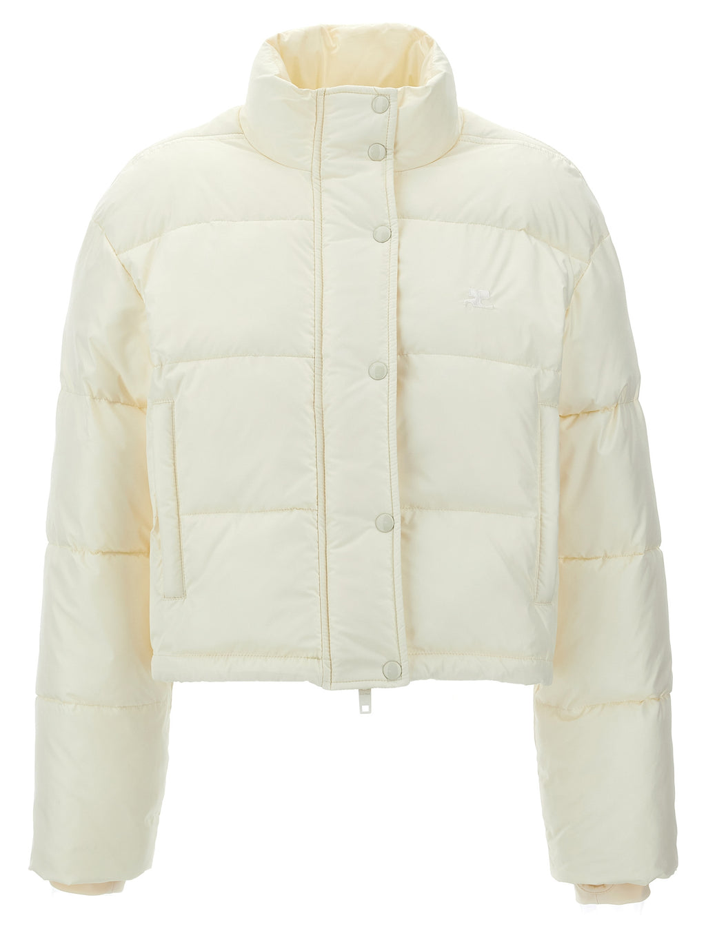 White Polyester Full-Length Jacket