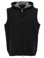 Black Cotton Sleeveless Jacket