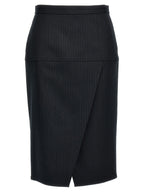 Gray Virgin Wool Midi Skirt