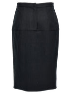 Gray Virgin Wool Midi Skirt