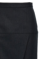 Gray Virgin Wool Midi Skirt