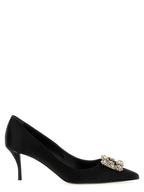 Black Viscose Mid Heel Pumps