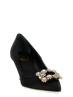 Black Viscose Mid Heel Pumps