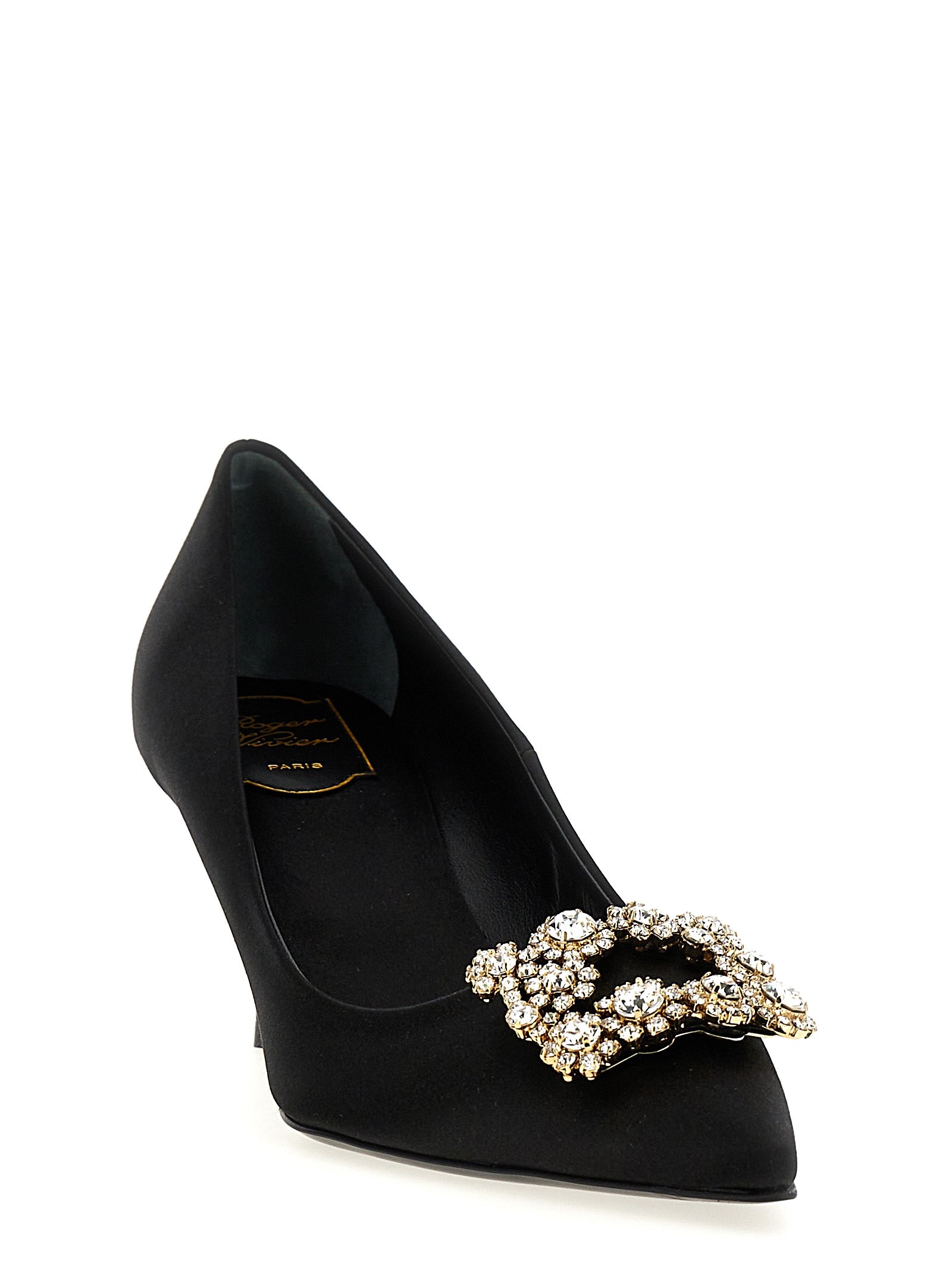 Black Viscose Mid Heel Pumps