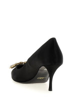 Black Viscose Mid Heel Pumps