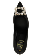 Black Viscose Mid Heel Pumps