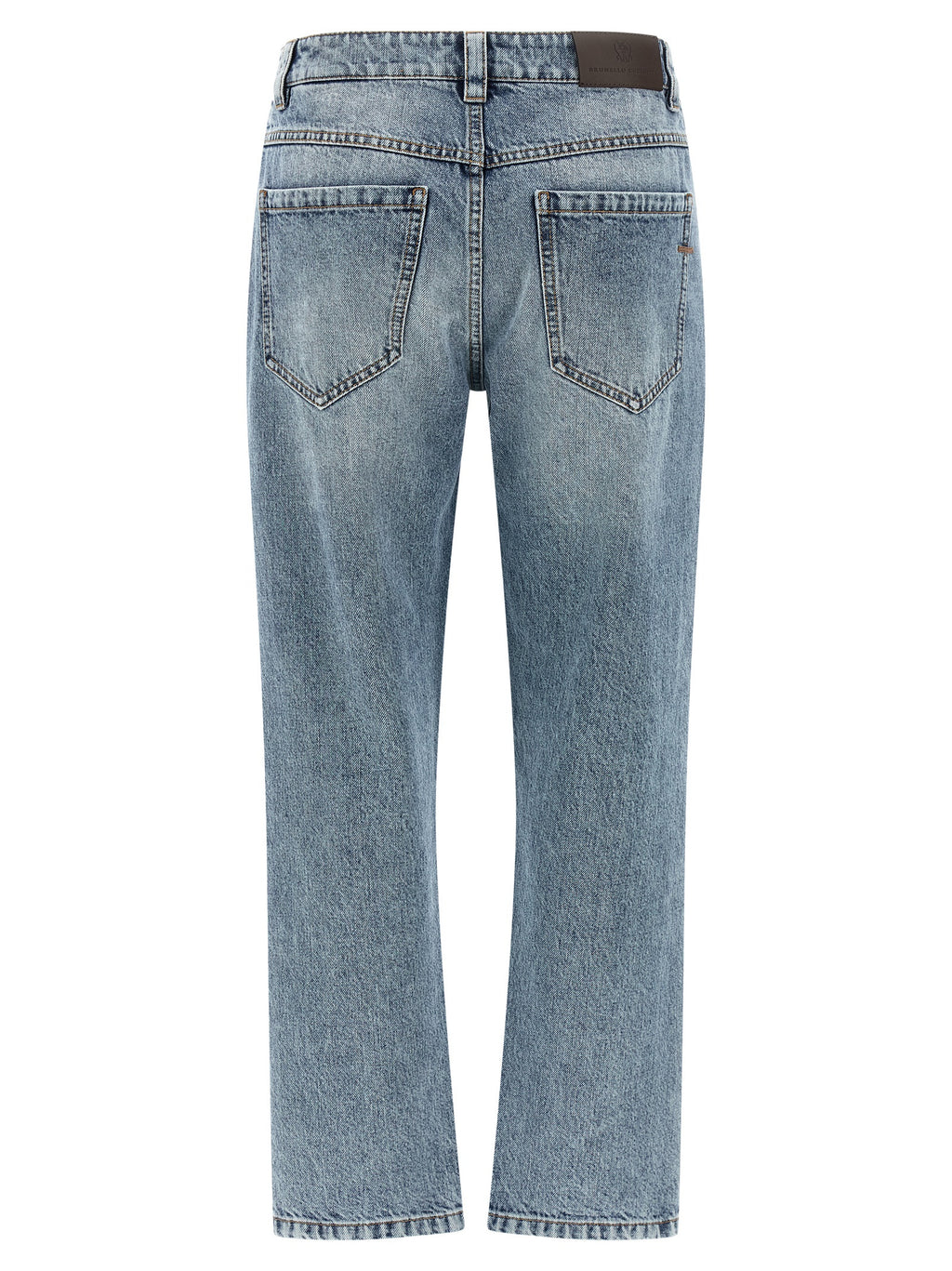 Blue Cotton Straight-Leg Jeans