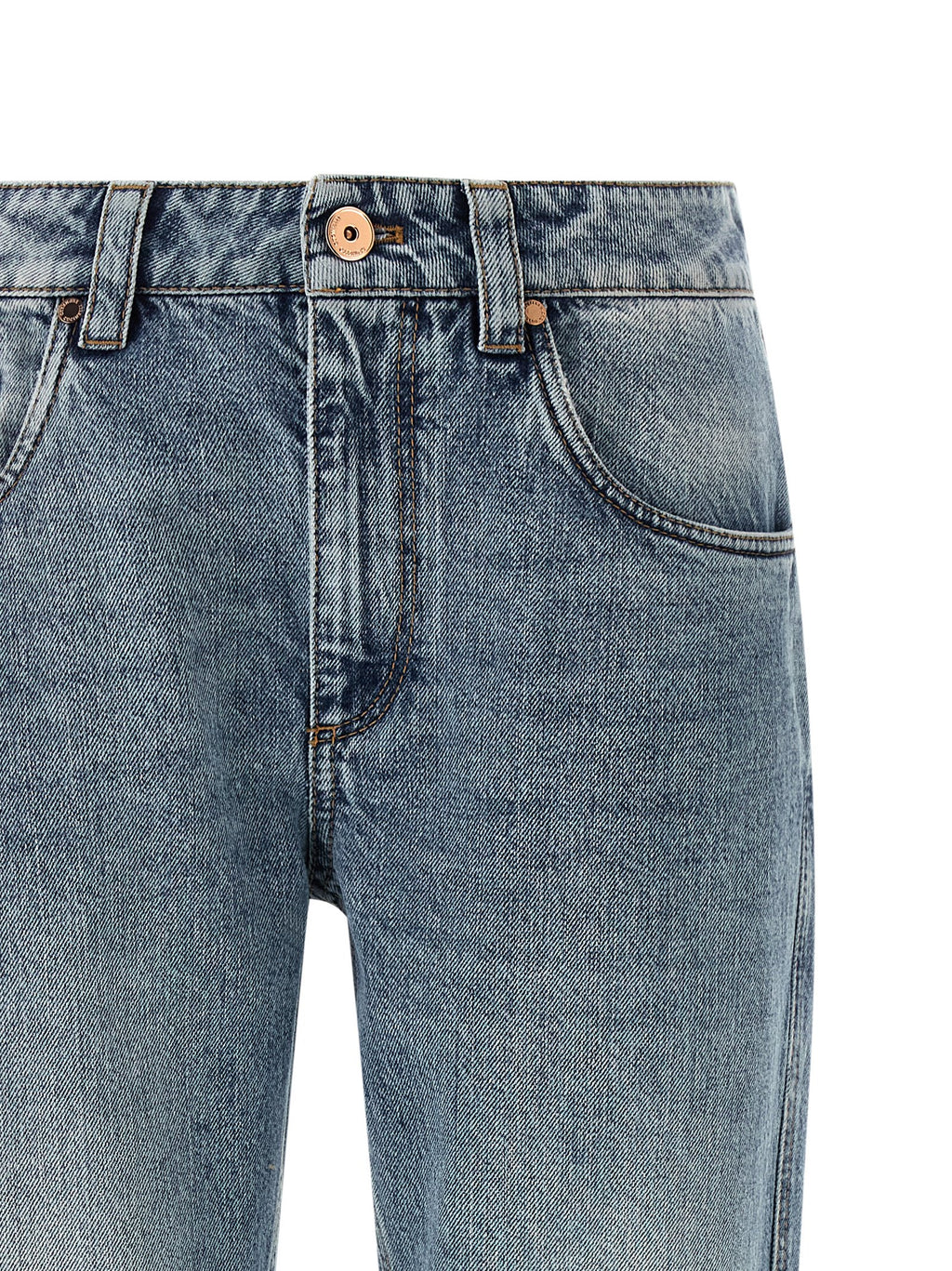 Blue Cotton Straight-Leg Jeans