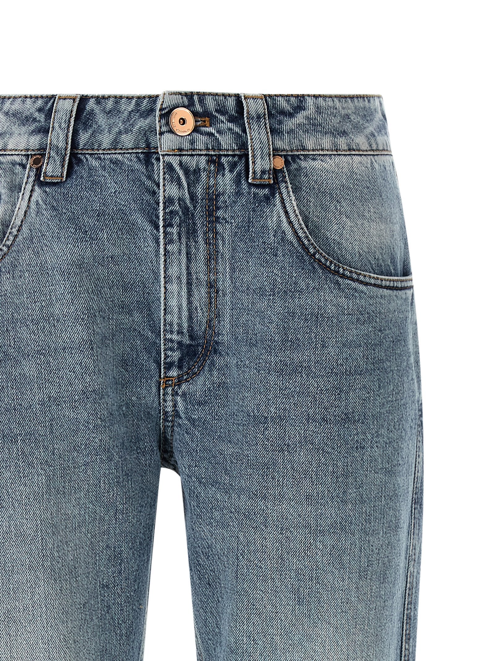 Blue Cotton Straight-Leg Jeans