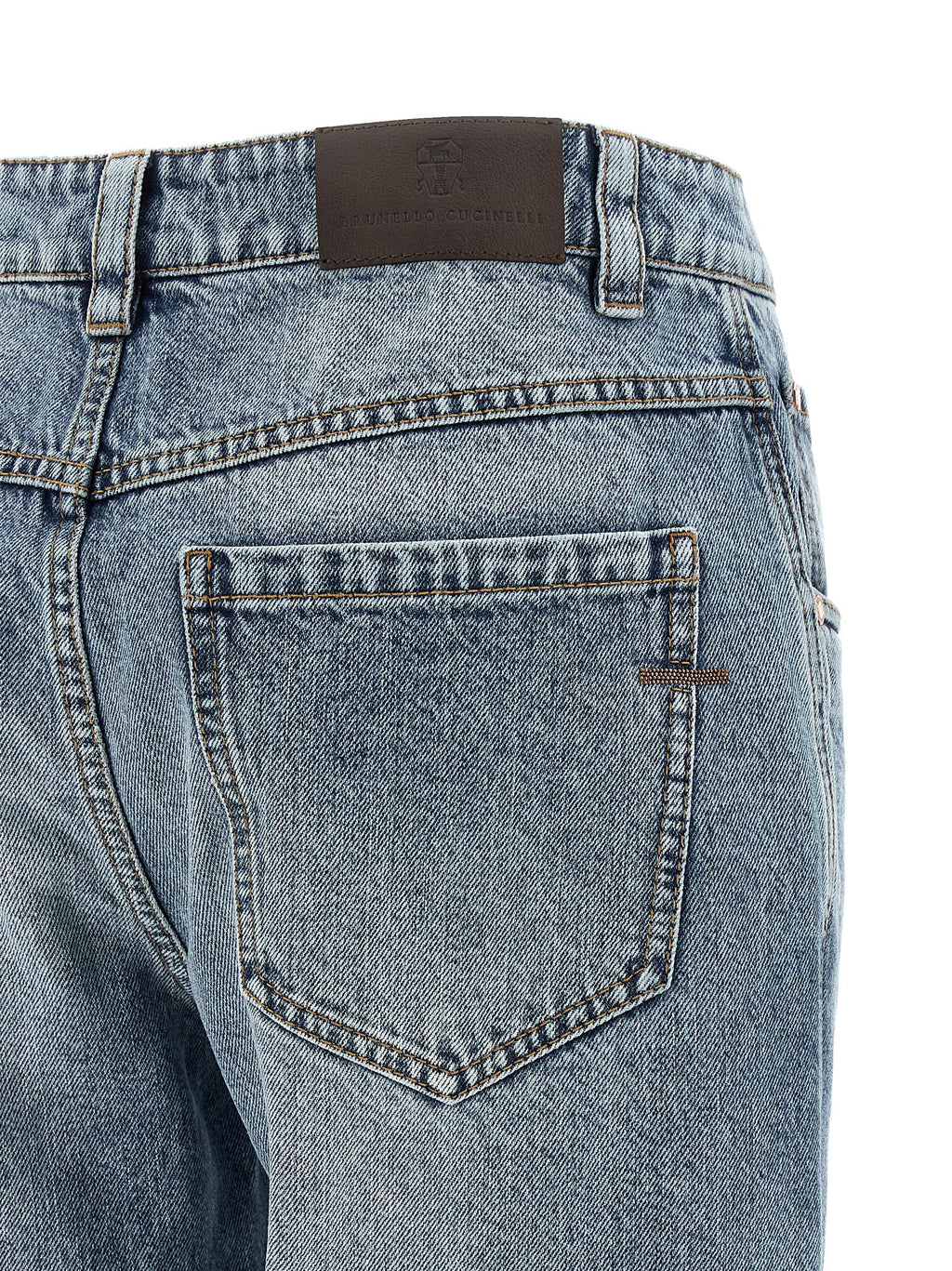 Blue Cotton Straight-Leg Jeans