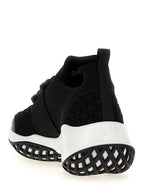 Black Polyester Athletic Sneakers