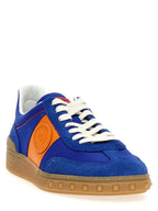 Blue Bovine Leather Low Top Sneakers