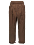 Brown Cotton Casual Pants