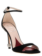 Black Viscose Stiletto Heel Sandals