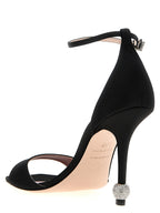 Black Viscose Stiletto Heel Sandals