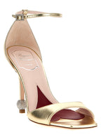 Gold Calfskin Stiletto Heel Sandals