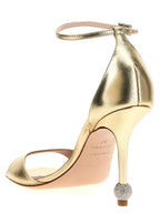 Gold Calfskin Stiletto Heel Sandals