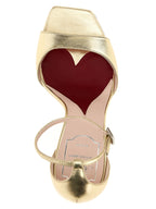 Gold Calfskin Stiletto Heel Sandals