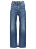 Blue Cotton Straight-Leg Jeans
