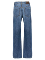 Blue Cotton Straight-Leg Jeans