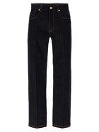 Blue Cotton Straight-Leg Jeans