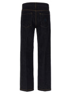 Blue Cotton Straight-Leg Jeans