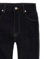Blue Cotton Straight-Leg Jeans