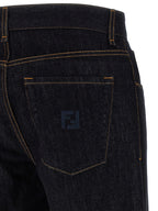 Blue Cotton Straight-Leg Jeans