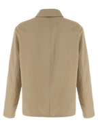 Beige Cotton Full-Length Jacket