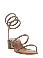 Brown Satin Platform Sandals