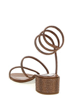 Brown Satin Platform Sandals
