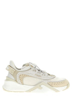 White Polyester Athletic Sneakers