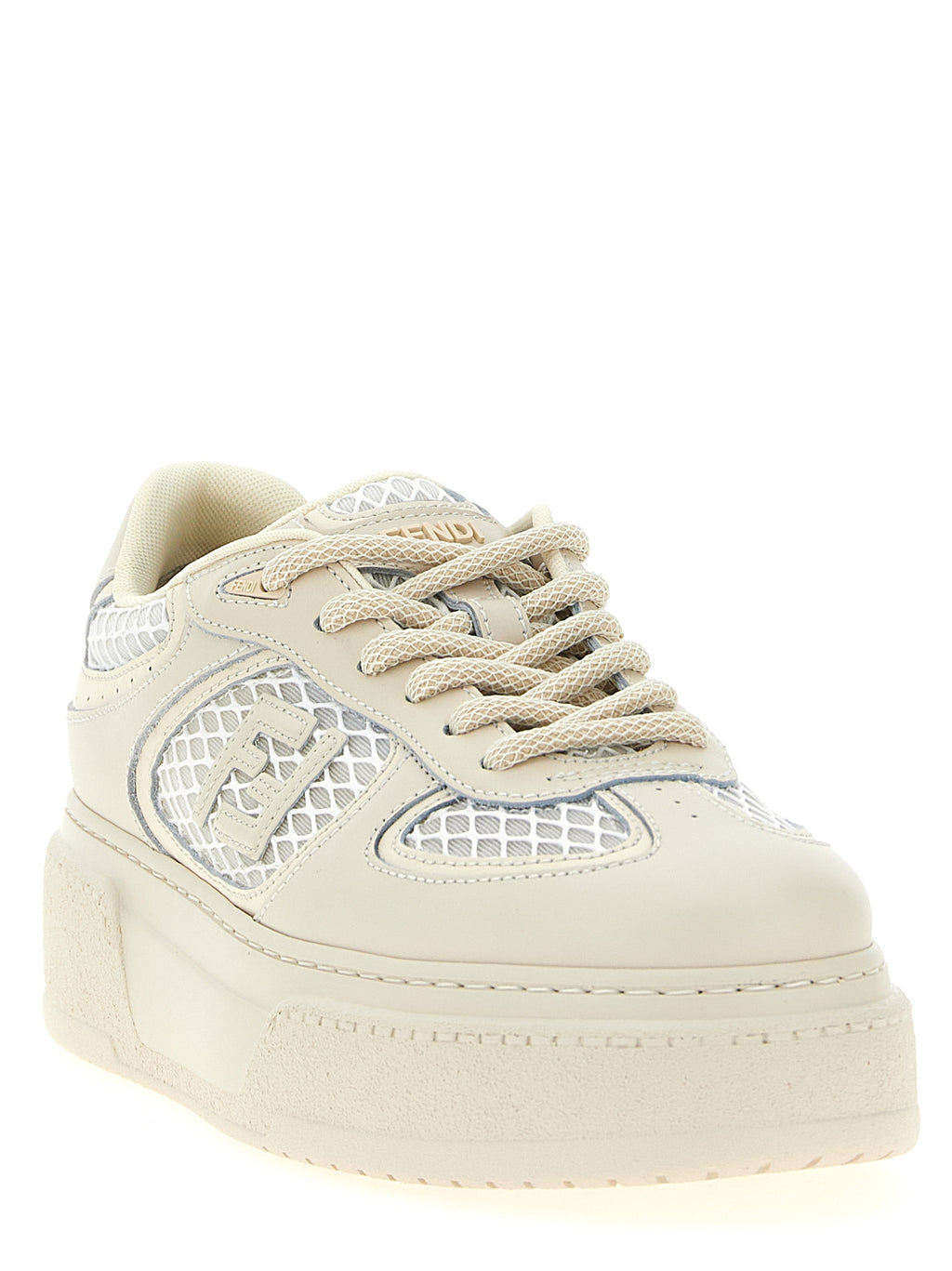 Beige Calfskin Platform Sneakers
