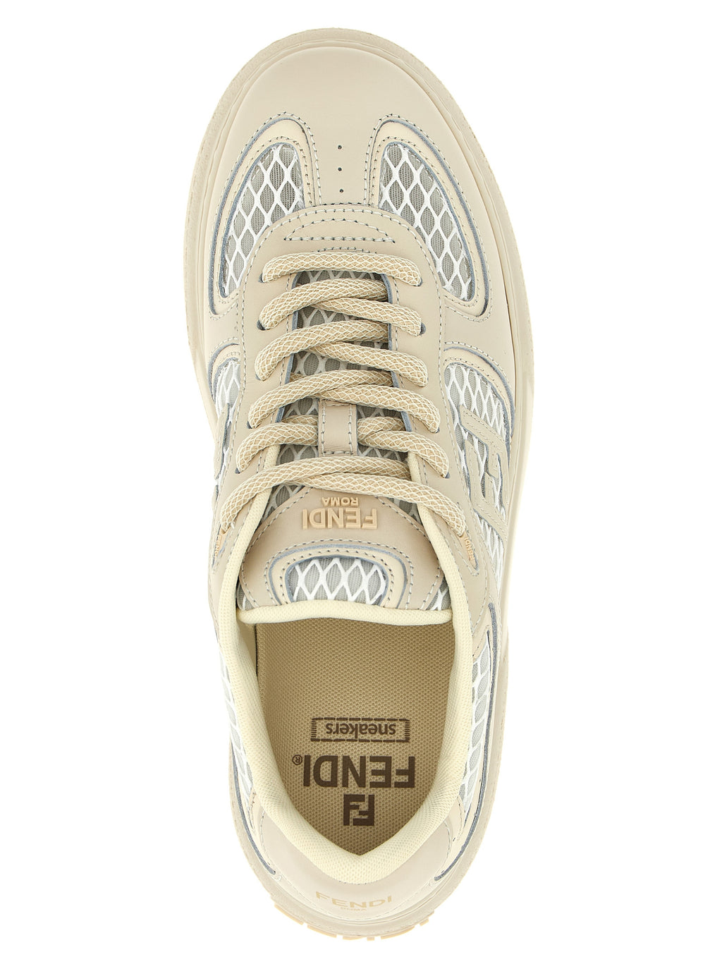 Beige Calfskin Platform Sneakers
