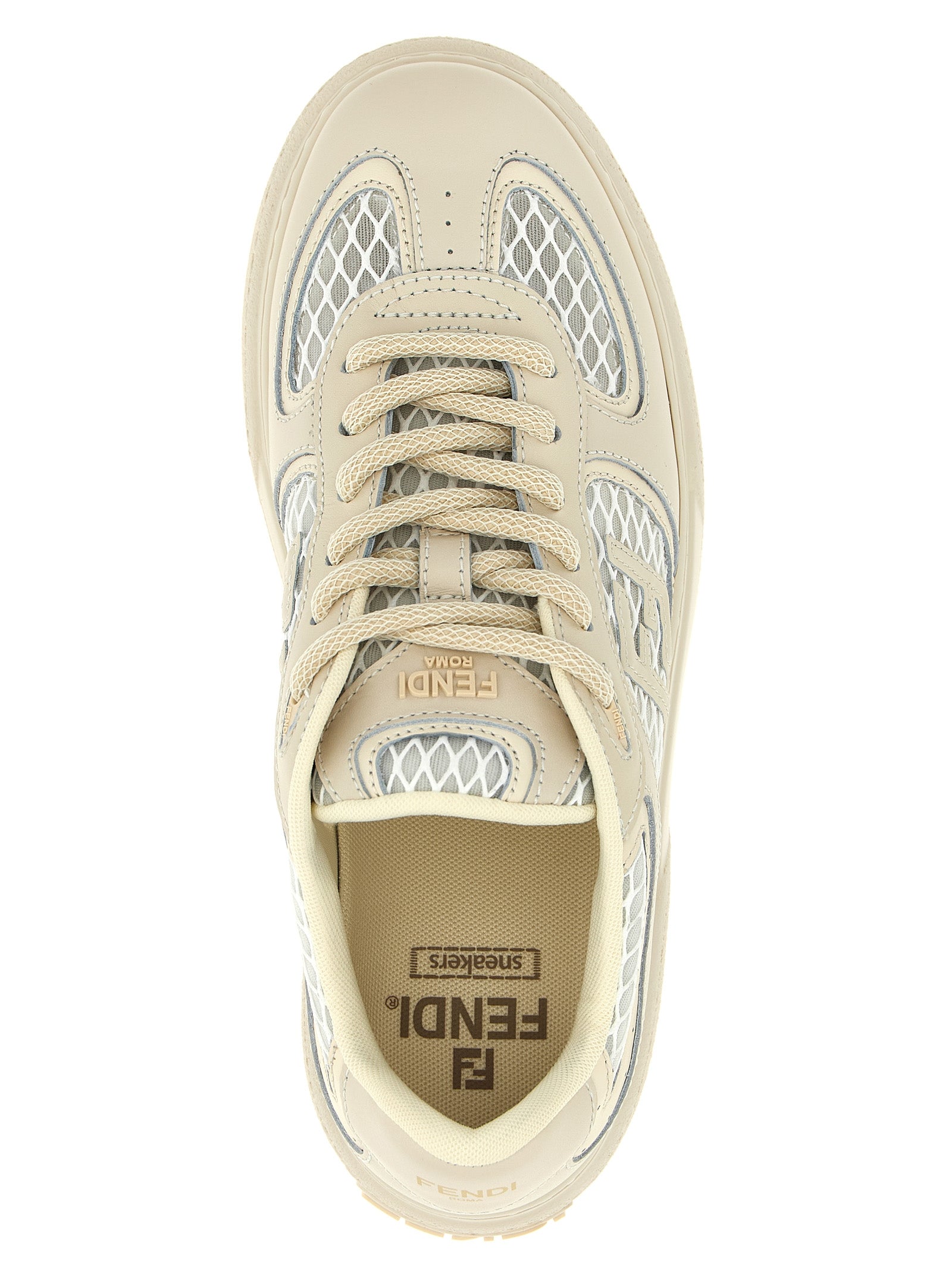 Beige Calfskin Platform Sneakers