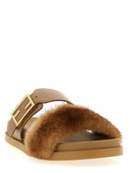 Brown Leather Slides