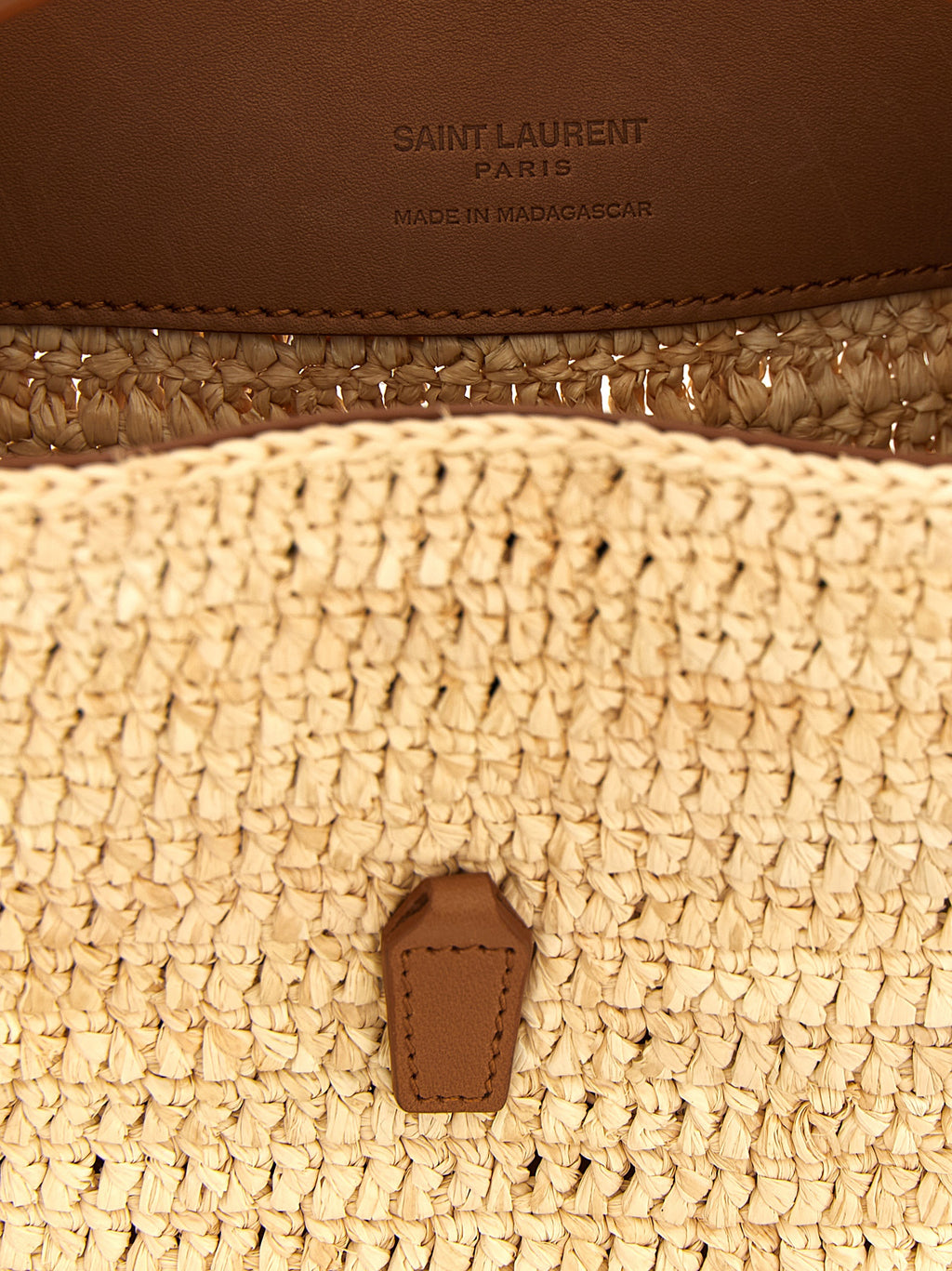 Beige Raffia Crossbody Bag