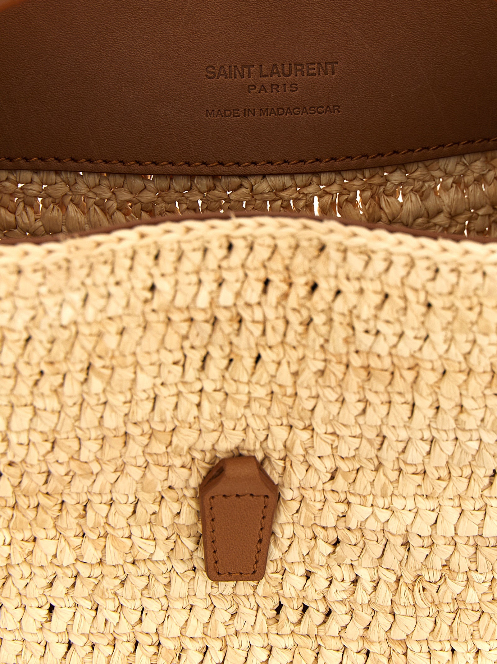 Beige Raffia Crossbody Bag