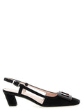 Black Goatskin Mid Heel Pumps