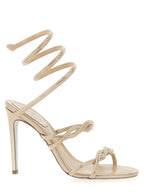 Beige Satin Stiletto Heel Sandals