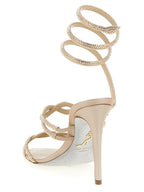 Beige Satin Stiletto Heel Sandals