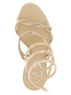 Beige Satin Stiletto Heel Sandals