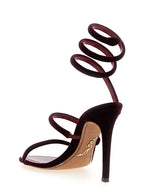 Bordeaux Textile Stiletto Heel Sandals