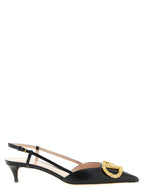 Black Calfskin Mid Heel Pumps
