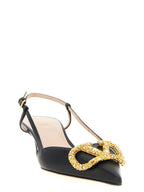 Black Calfskin Mid Heel Pumps