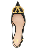 Black Calfskin Mid Heel Pumps