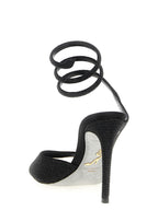 Black Satin Stiletto Heel Sandals
