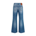 Blue Cotton Straight-Leg Jeans