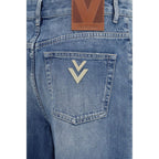 Blue Cotton Straight-Leg Jeans